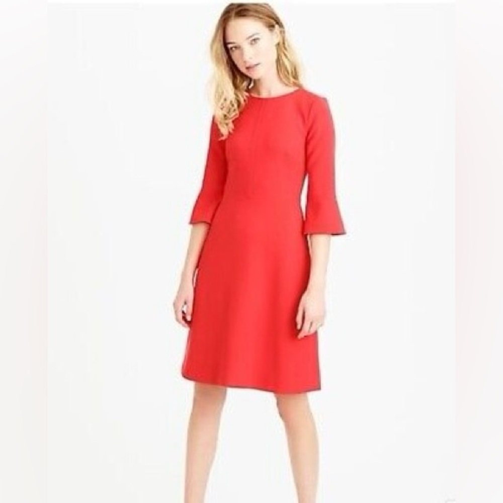 J. Crew Coral Bell Sleeve Crepe Sheath Dress Size 4